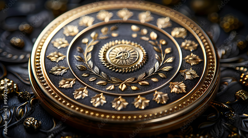Gold and Black Ornate Circular Design Illustration Gold and Black Ornate Circular Design Illustration
