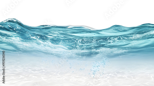 Water surface with bottom of the sea isolated on white background