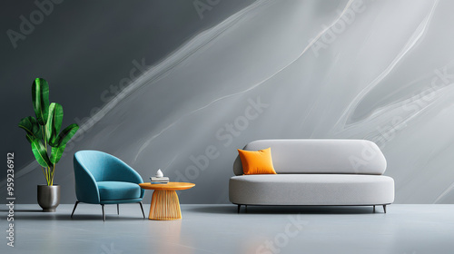 modern living room full decorated with furniture,  comtemporary design photo
