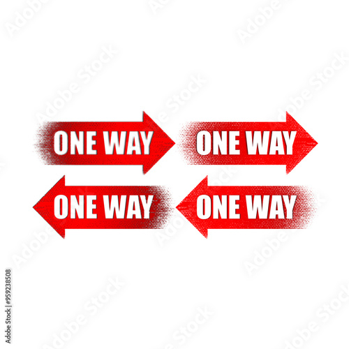 set of one way labels or sign