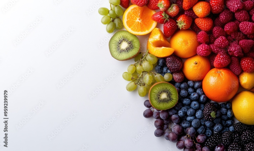 Fresh Fruits on White Background Fresh Fruits on White Background