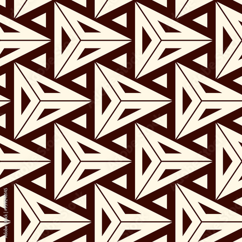 Contemporary geometric pattern. Repeated triangles motif. Seamless surface design. Modern geo abstract background. Minimalist wallpaper. Simple ornamental digital paper, textile print. Vector art