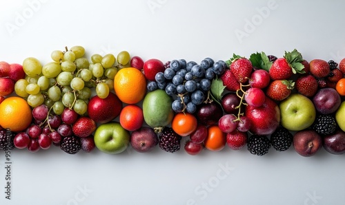 Fresh Fruits on White Background