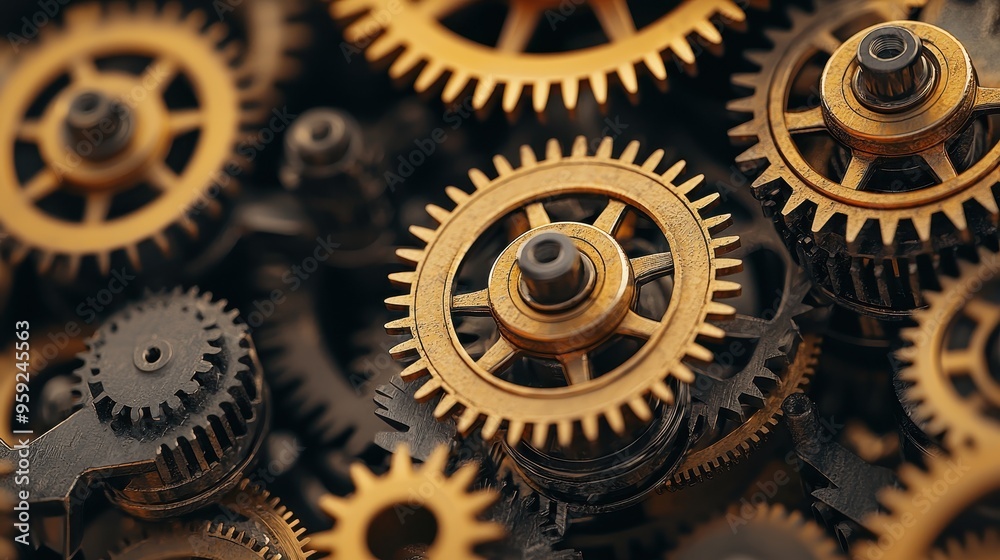 Close up of Interlocking Cogs Industrial Machinery Gears Close up of Interlocking Cogs Industrial Machinery Gears