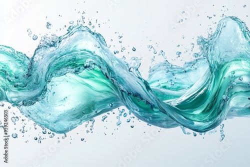 Dynamic water splash with swirling blue and teal waves showcasing fluid motion