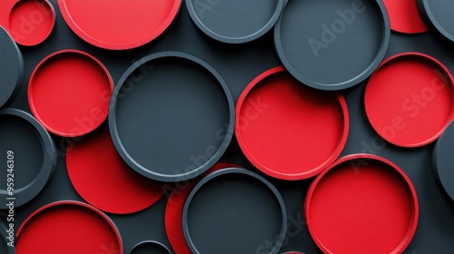 Abstract Red and Black Circles