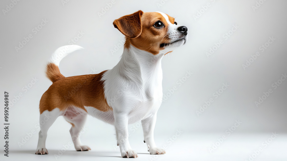 Adorable small dog standing confidently with alert posture, showcasing its playful spirit and cuteness. Adorable small dog standing confidently with alert posture, showcasing its playful spirit and cuteness.
