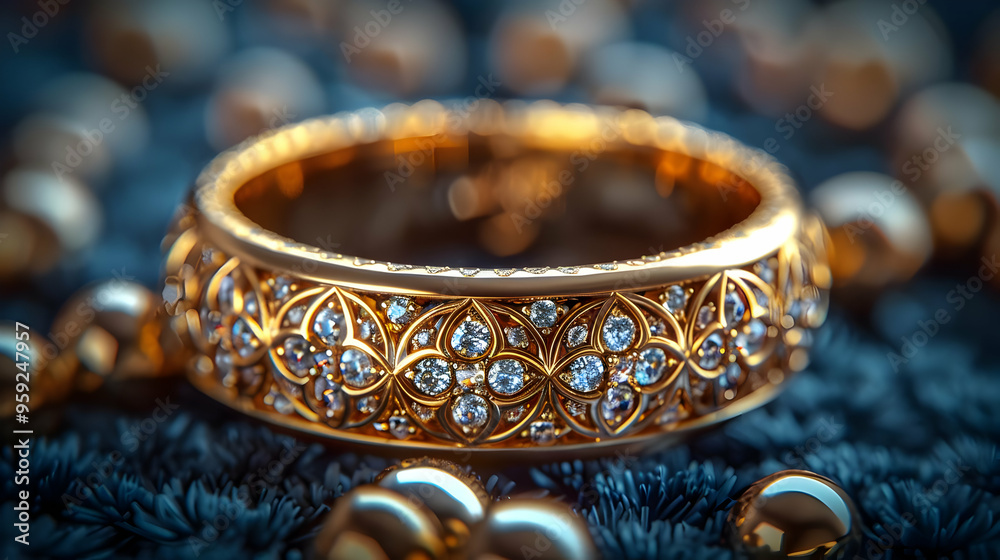 3D Render of a Diamond Ring on a Blue Background 3D Render of a Diamond Ring on a Blue Background