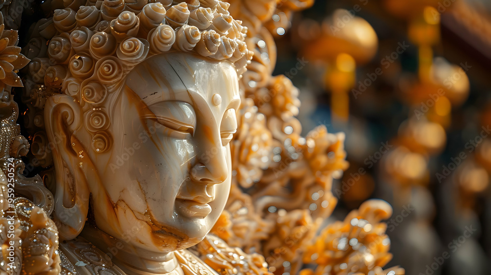Closeup of a Buddha Statue with Intricate Details Closeup of a Buddha Statue with Intricate Details