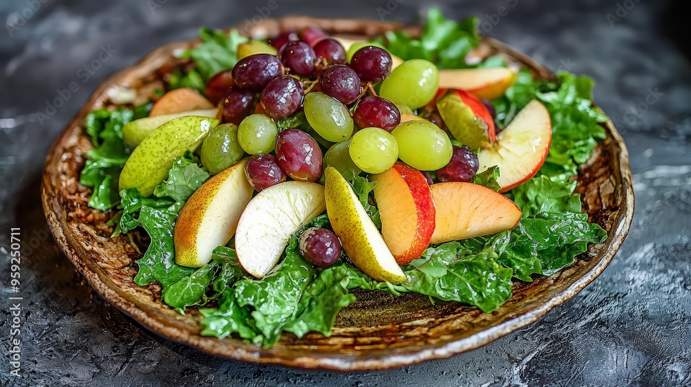 Fruit Salad on Brown Plate Fruit Salad on Brown Plate