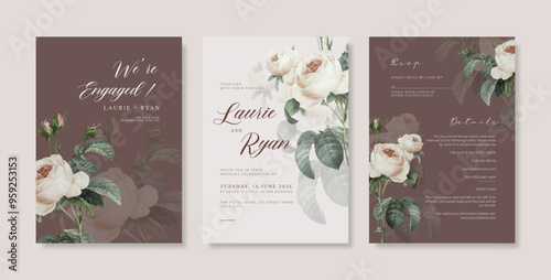 Elegant and minimalist wedding invitation template. Premium wedding invitation template. Wedding engagement template