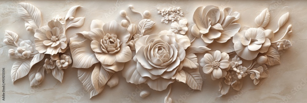 This stunning white basrelief artwork features intricately sculpted flowers, showcasing a harmonious blend of traditional and classic design elements that truly delight the eye and capture attention This stunning white basrelief artwork features intricately sculpted flowers, showcasing a harmonious blend of traditional and classic design elements that truly delight the eye and capture attention