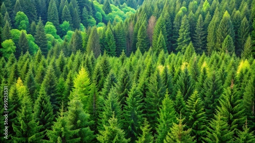 Healthy green trees in a forest of old spruce, fir and pine trees, forest, green, trees, healthy, nature, environment