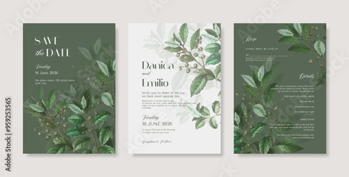 Elegant and minimalist wedding invitation template. Premium wedding invitation template. Wedding engagement template