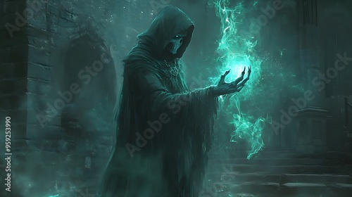 A warlock casting a spell