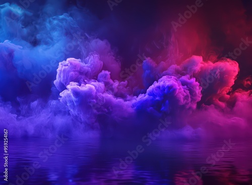 Dark canvas with lime and purple ink clouds and a red-blue smoke splash.