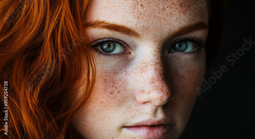 Retrato íntimo com foco na expressão pensativa e na pele sardenta de uma mulher ruiva, refletindo um estado de espírito de contemplação