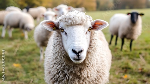 flock of a sheep in a field