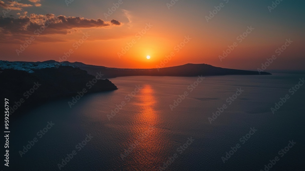Obraz premium Breathtaking Sunset Over Serene Alpine Lake Landscape