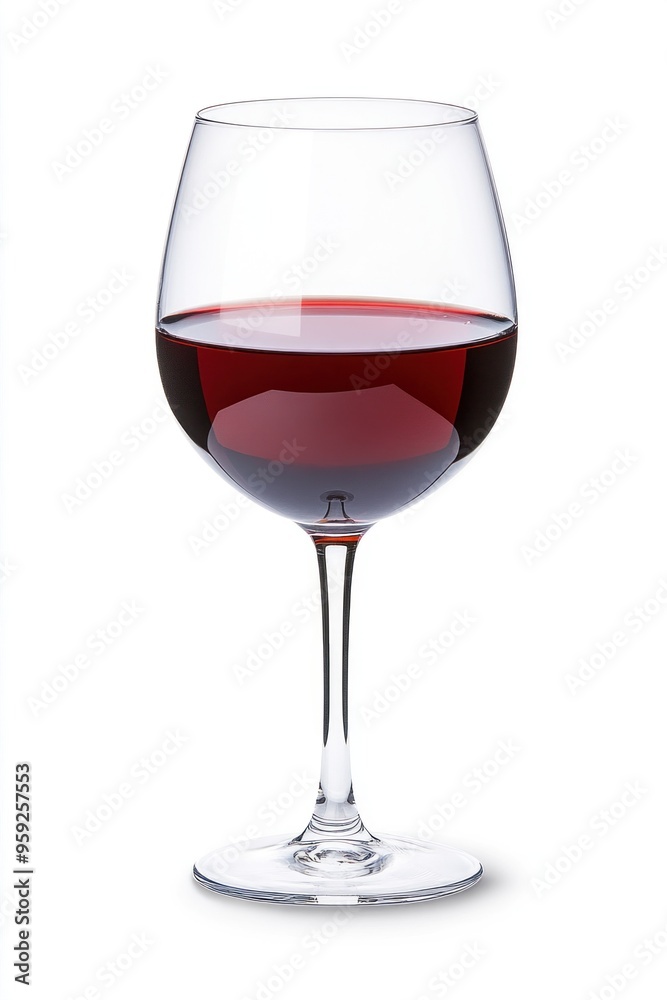 Elegant red wine glass standing on white background Elegant red wine glass standing on white background