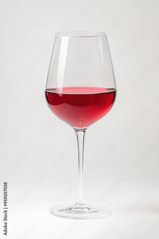 Crystal wine glass standing on white background with red wine Crystal wine glass standing on white background with red wine