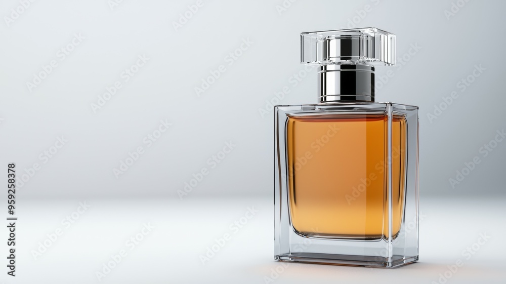 A bottle of perfume is sitting on a table A bottle of perfume is sitting on a table