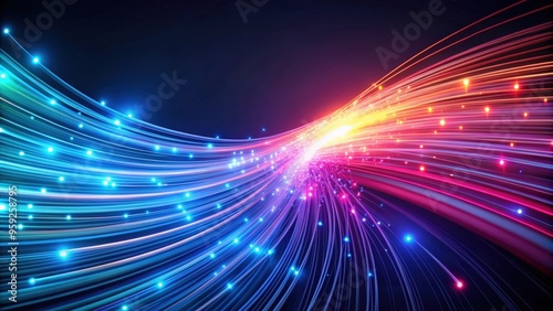 Dynamic abstract background featuring neon fiber optic lines symbolizing speed and technology , futuristic, vibrant, colorful