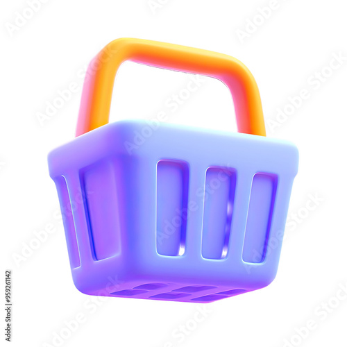 Purple transparent e-commerce shopping festival icon material - shopping basket