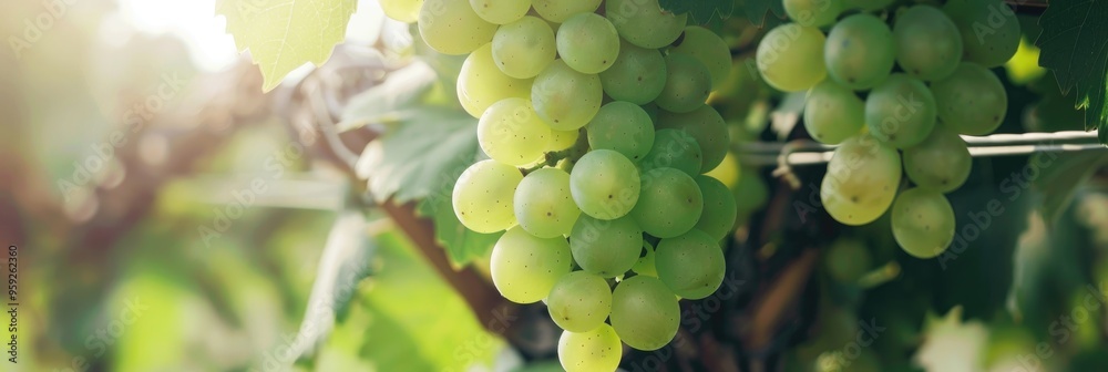 Organic vineyard featuring lush green grapes Organic vineyard featuring lush green grapes