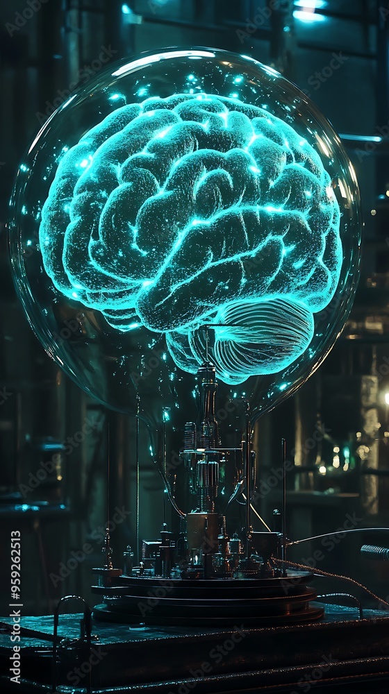Obraz premium glowing brain machine