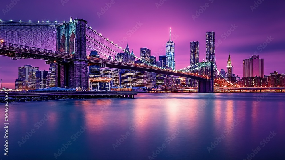 Brooklyn Bridge and Manhattan Skyline at Twilight