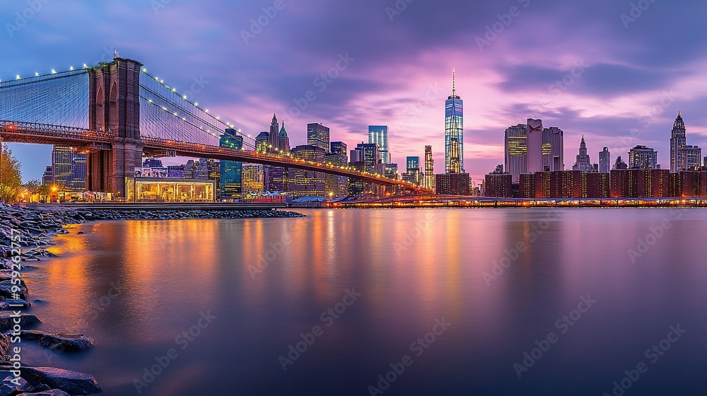 Brooklyn Bridge and Manhattan Skyline at Twilight Brooklyn Bridge and Manhattan Skyline at Twilight