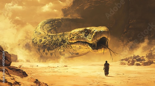 giant snake in the dessert photo