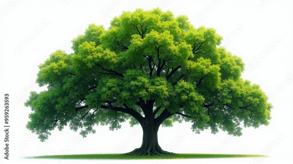 A large tree with green leaves is the main focus of the image A large tree with green leaves is the main focus of the image