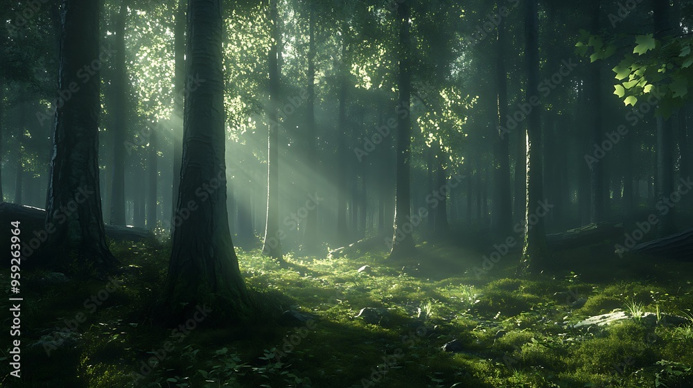 forest landscape in the morning sun forest landscape in the morning sun