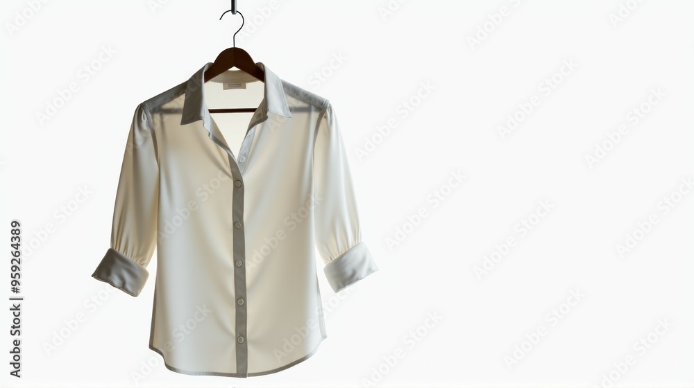 A white shirt hanging on a hanger A white shirt hanging on a hanger