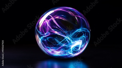 purple and blue energy ball on black background