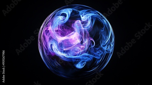 purple and blue energy ball on black background