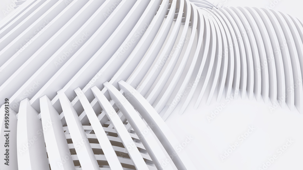 Naklejka premium Abstract Curved Shapes. White Circular Background.