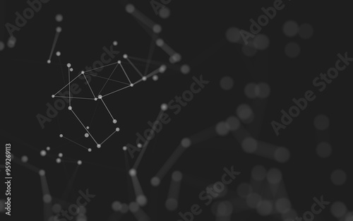 Fototapeta Naklejka Na Ścianę i Meble -  Abstract background. Molecules technology with polygonal shapes, connecting dots and lines. Connection structure. Big data visualization.