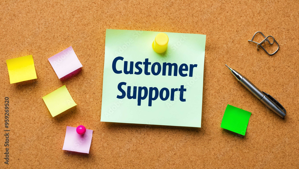 customer support word written on a note sticky on corkboard customer support word written on a note sticky on corkboard