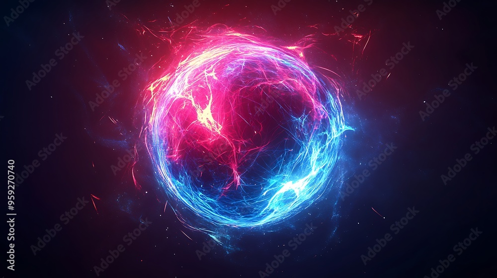glowing energy ball red and blue glowing energy ball red and blue
