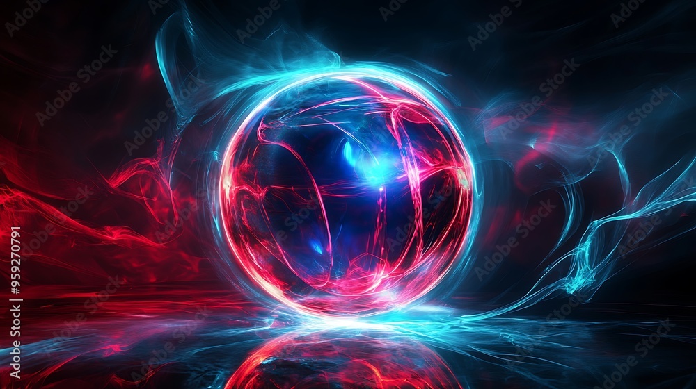 glowing energy ball red and blue glowing energy ball red and blue