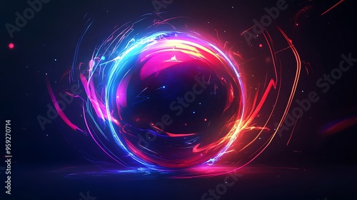 glowing energy ball red and blue