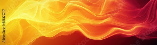 Fiery yellow to deep crimson fluid gradient with flowing patterns, Abstract background, Energetic warmth