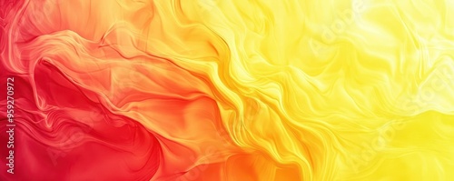 Gradient of vivid yellow to deep red with fluid, swirling textures, Abstract background, Heat and motion