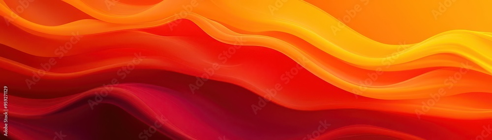 Intense orange to bright red gradient with fluid, wave-like motions, Abstract background, Heat and fluidity Intense orange to bright red gradient with fluid, wave-like motions, Abstract background, Heat and fluidity
