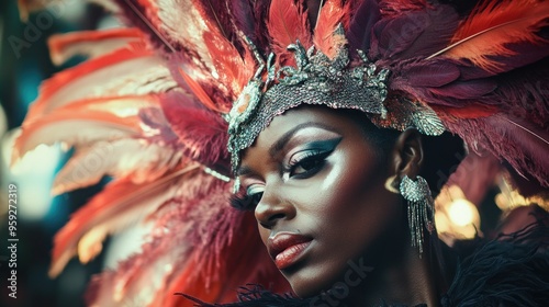 Woman with Festive Headwear and Makeup