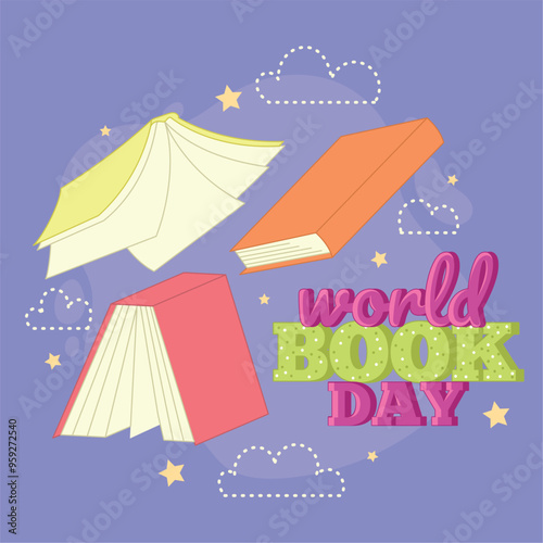 World book day poster Vector photo