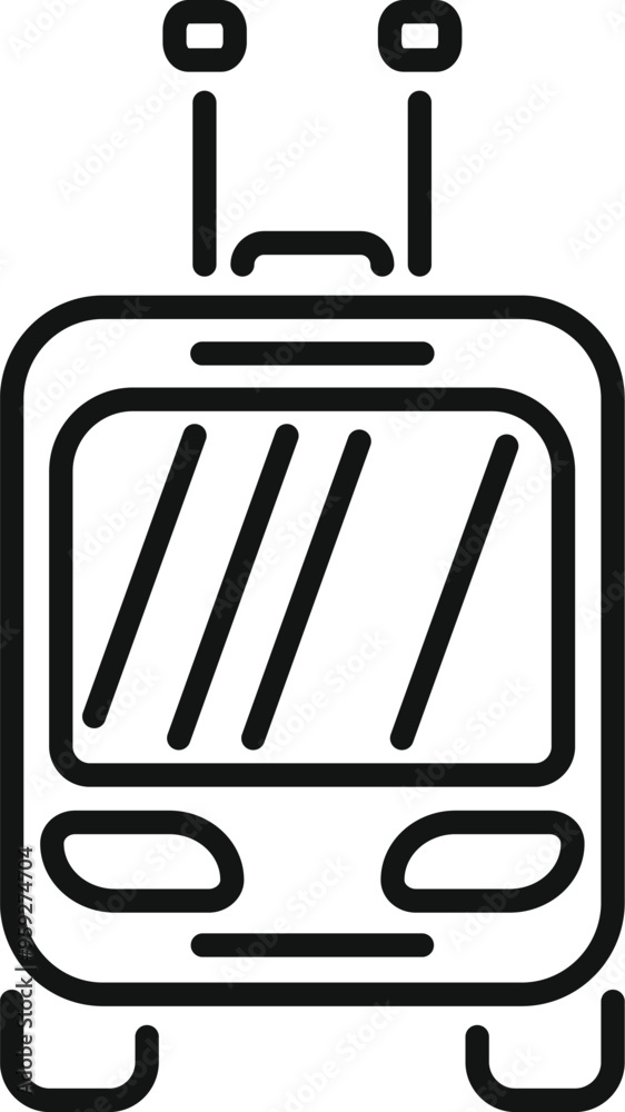 Simple and modern line icon of a tram front view, perfect for representing public transport in urban environments Simple and modern line icon of a tram front view, perfect for representing public transport in urban environments